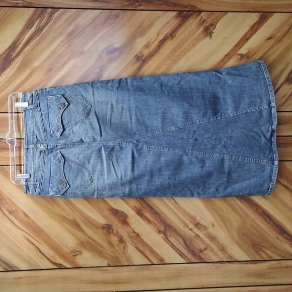 Vintage Denim Skirt Blue Jean Maxi Lei Ultra Lowrise - Picture 2 of 8